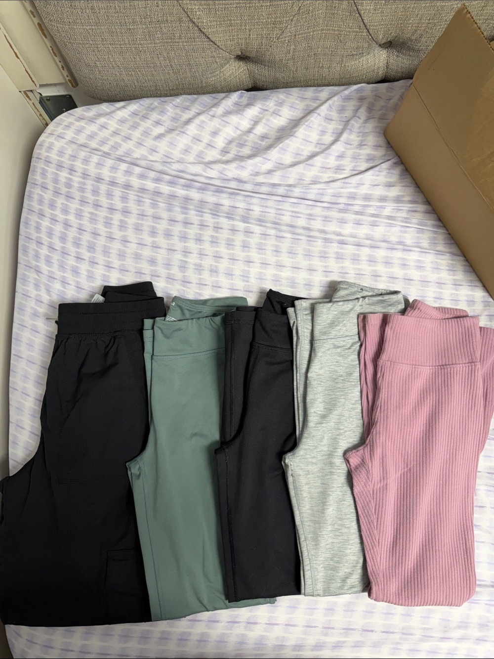 tek gear Kids Ribbed & Smooth Leggings Set - Pink, Gray, Green, Black